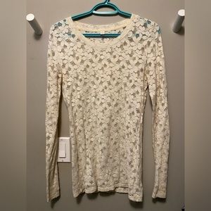 Cream lace long sleeve top
